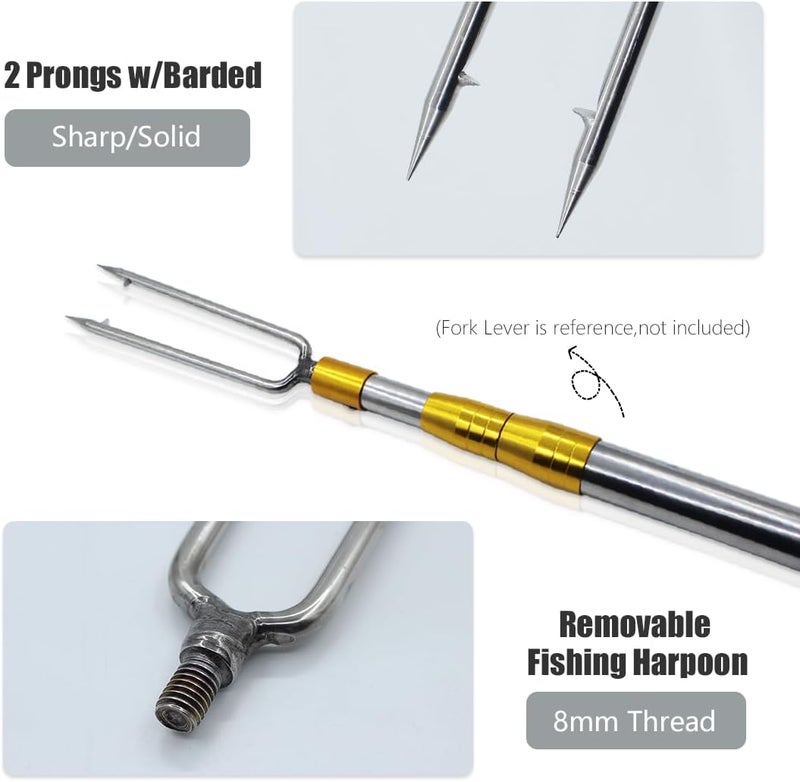 Dutiplus Large Fishing Harpoon 1~11 Prong Barded Stainless Steel Hunting Fish Gig Gaff Fork Hook with 8mm Screw for Catching Big Fish Mole Big Bullfrog - Image 3